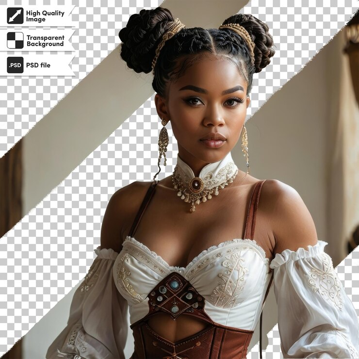 PSD uma mulher de vestido verde com fundo preto e branco