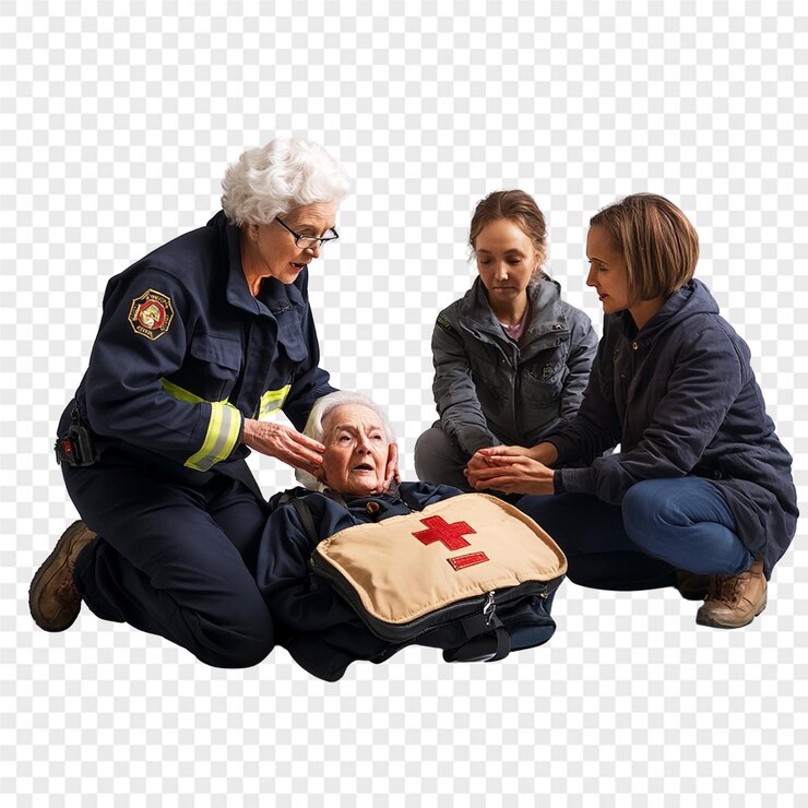 PSD uma mulher está segurando uma cruz vermelha no ombro