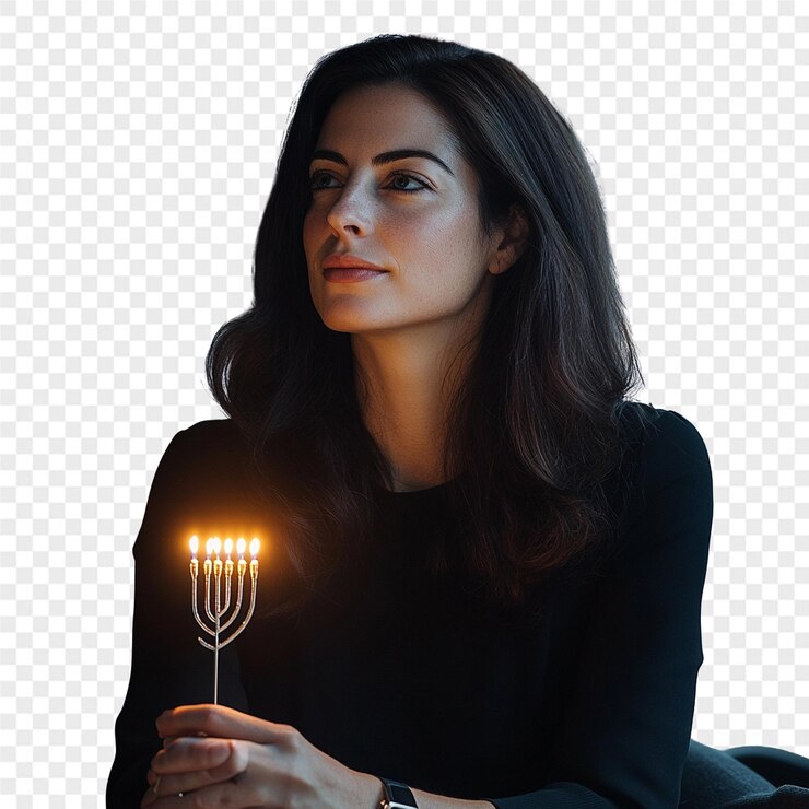 PSD uma mulher segurando uma vela acesa e uma estrela que diz a palavra citação sobre ele