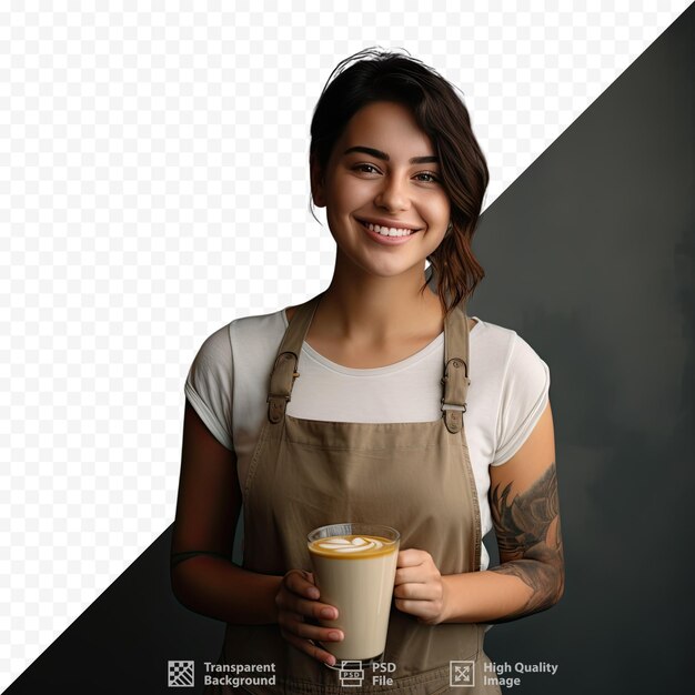 PSD uma mulher segurando uma xícara de café com a foto de uma mulher segurando um café.