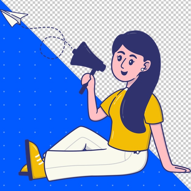 uma mulher senta-se no chão e segura um avião de papel na frente dela