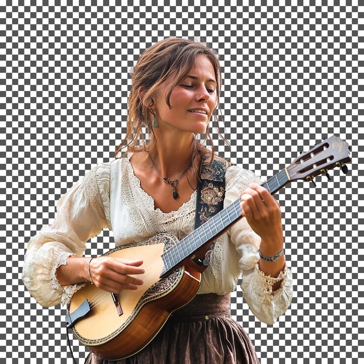 PSD uma mulher tocando uma guitarra com uma guitarra na mão