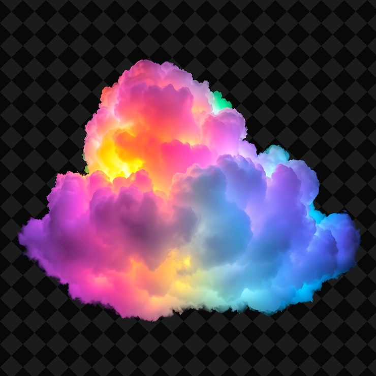 PSD uma nuvem com as cores das cores do arco-íris no meio