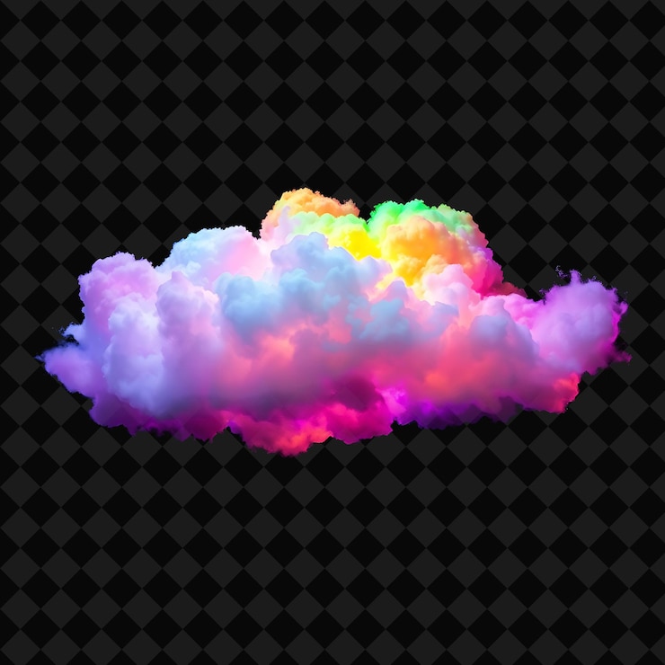 PSD uma nuvem com as cores do arco-íris no meio