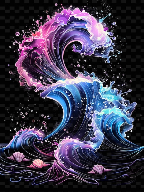 PSD uma onda colorida com as cores da onda e a palavra onda