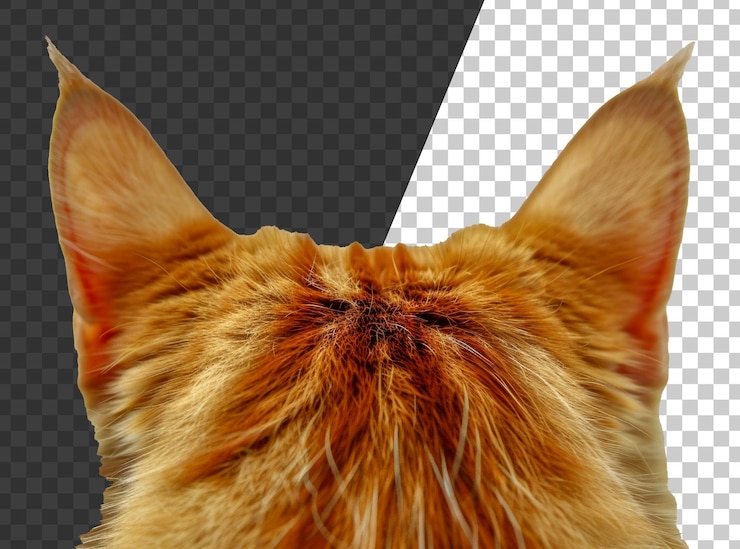 PSD uma orelha de gato é mostrada em um close-up png
