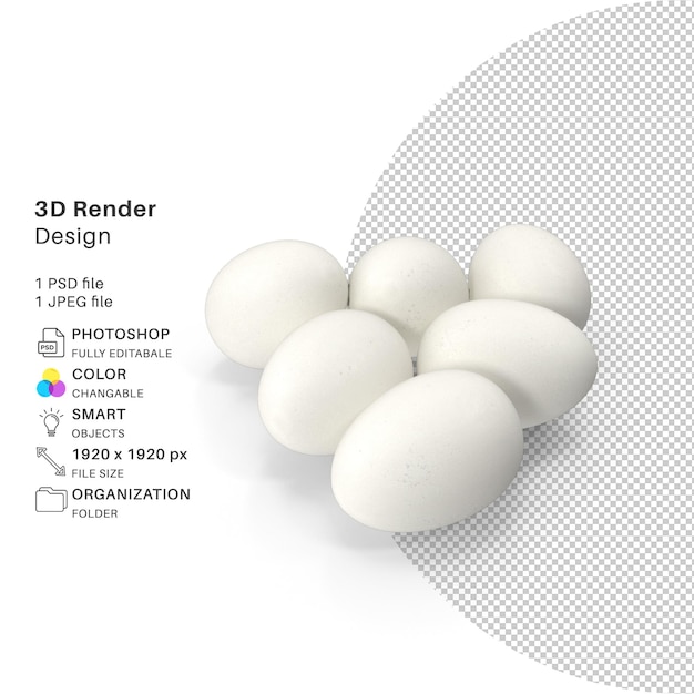 PSD uma página de ovos com o título 3d render design.