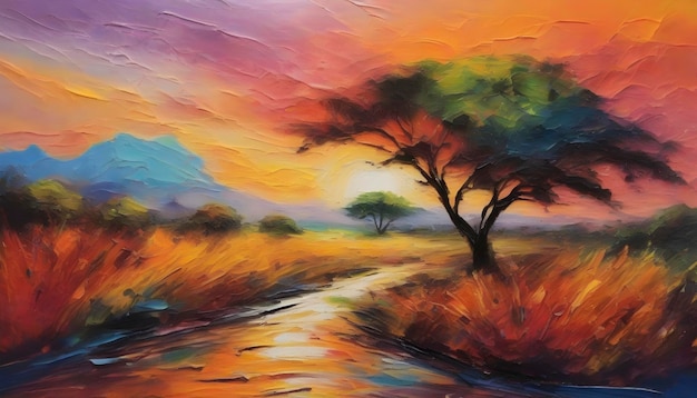 PSD uma paisagem africana tranquila arte abstrata