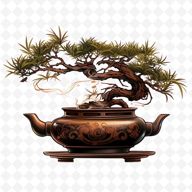 uma panela com uma árvore que diz bonsai