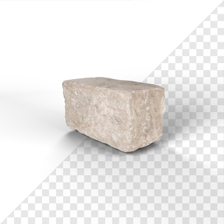 PSD uma pedra é colocada em uma superfície branca com um fundo branco