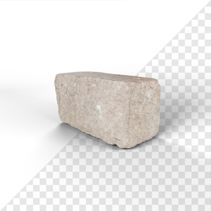 PSD uma pedra é colocada em uma superfície branca com um fundo branco