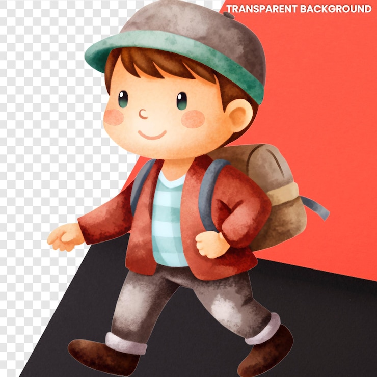 PSD uma personagem de desenho animado com uma mochila e uma mochila