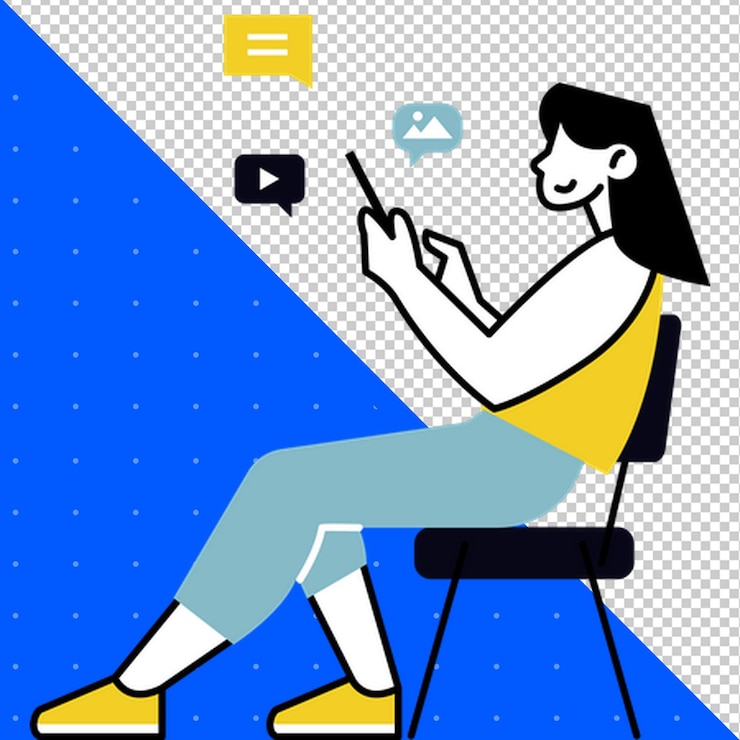 PSD uma pessoa viciada em redes sociais png transparent background