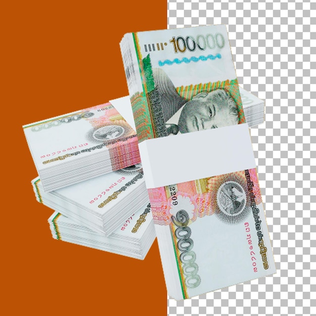 uma pilha de dinheiro 100000 kip