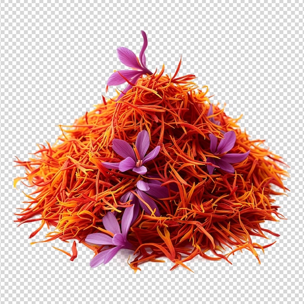 Uma pilha de flores de laranja com folhas roxas