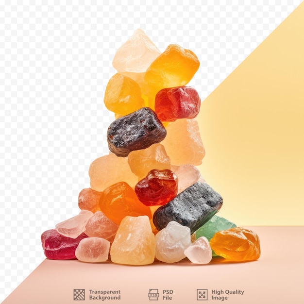 PSD uma pilha de gemas coloridas, laranja e amarelas