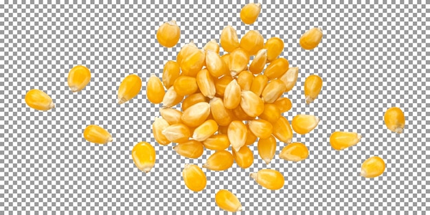 PSD uma pilha de grãos de milho amarelos isolados em fundo transparente