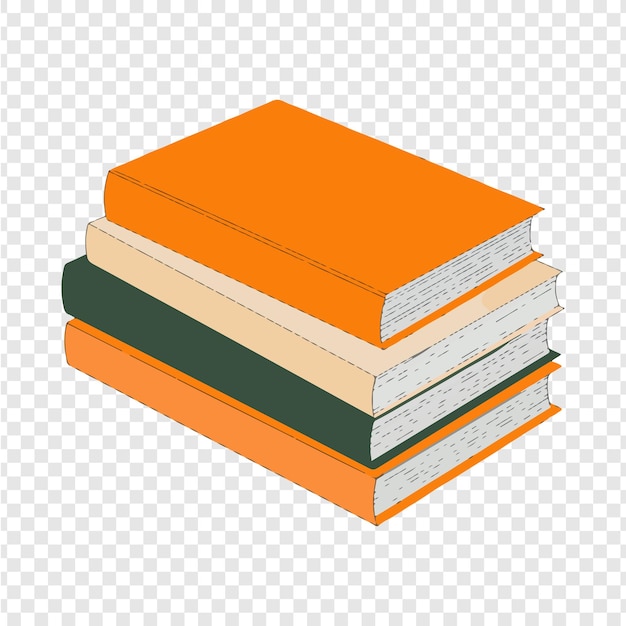 Uma pilha de livros coloridos em vista isométrica