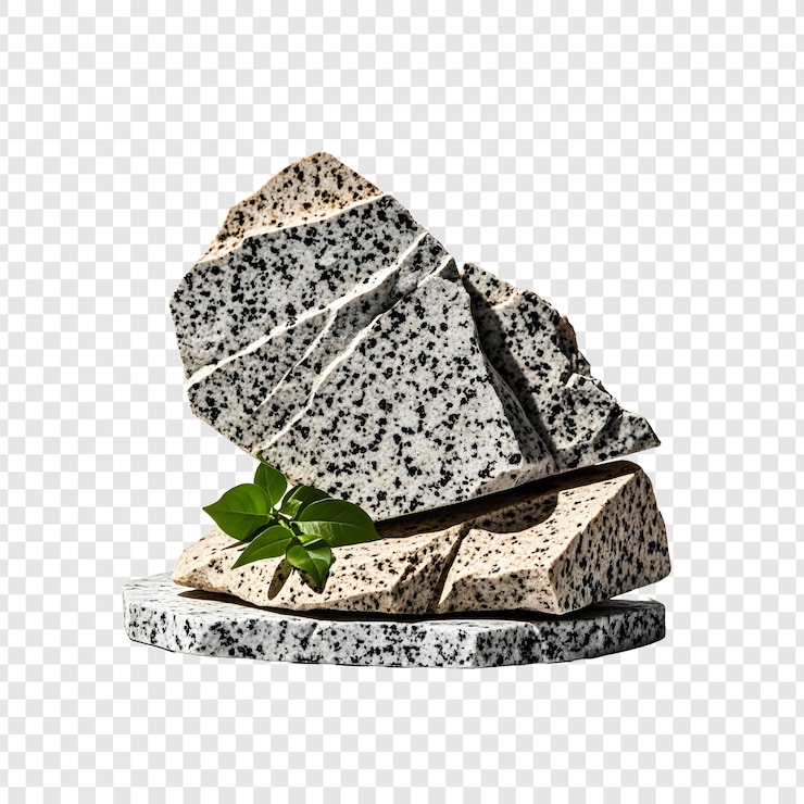 PSD uma pilha de pedras com uma folha verde sobre ela