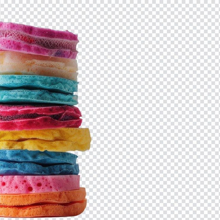 PSD uma pilha vibrante de esponjas coloridas