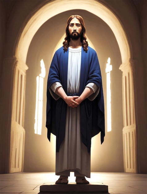 PSD uma pintura de jesus segurando um cordeiro em seus braços generativa ai imagem