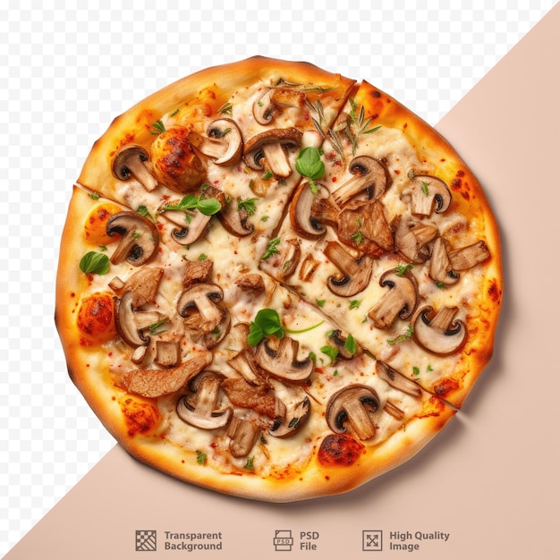 Uma pizza com cogumelos e cogumelos