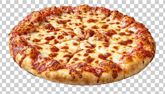 uma pizza com queijo e pepperoni em um fundo xadrez