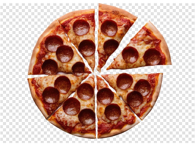 PSD uma pizza com várias fatias de pizza