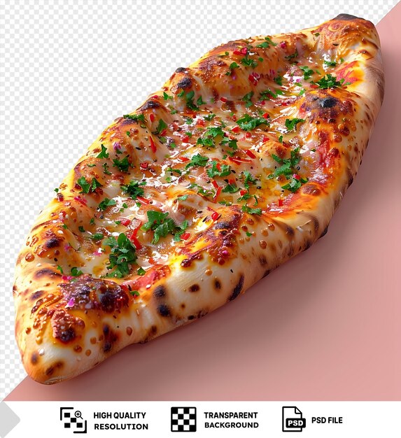 PSD uma pizza lahmacun incrível sobre um fundo rosa.