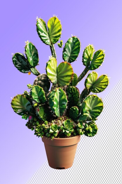 Uma planta com folhas verdes e um fundo roxo