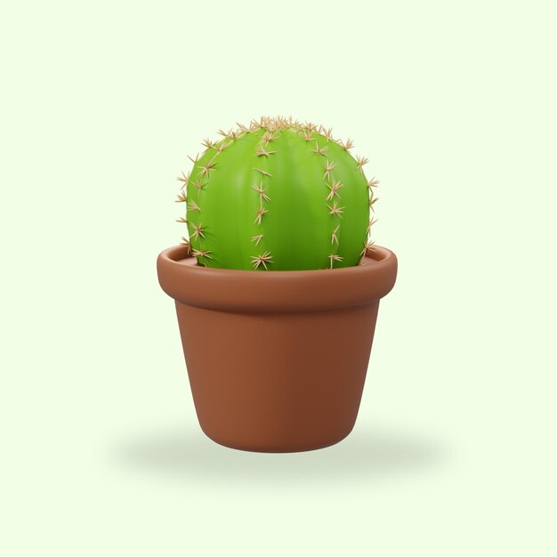 uma planta de cacto verde com uma panela marrom com as palavras cacto nele