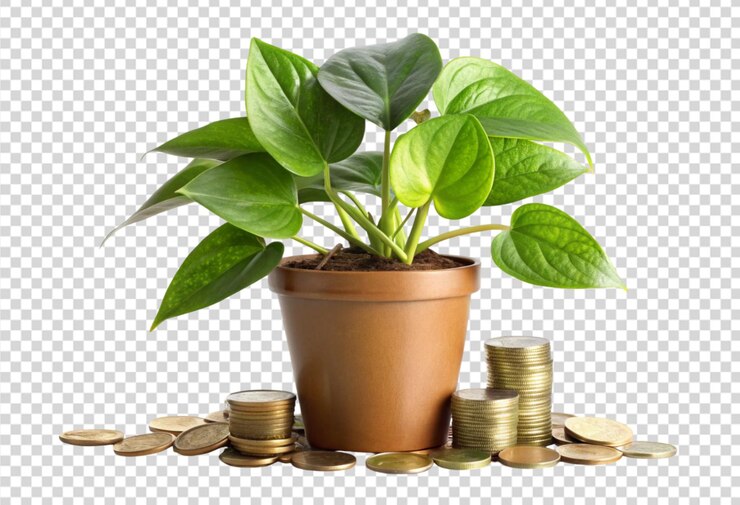 PSD uma planta em uma panela com uma planta sobre ela