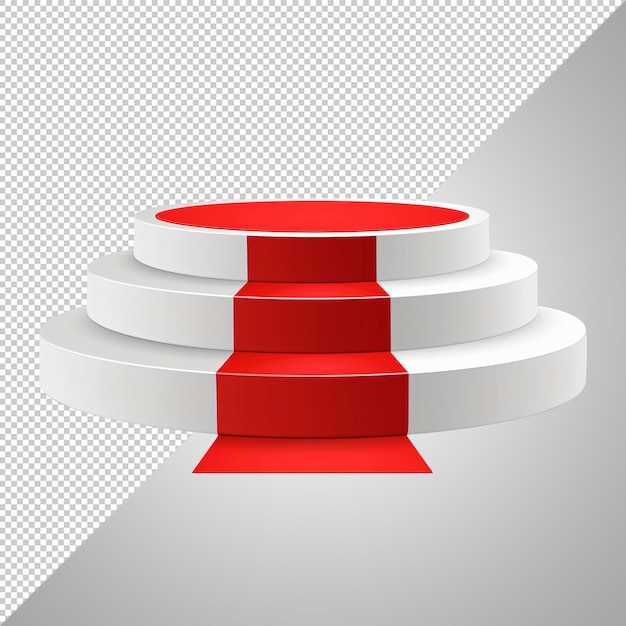 uma plataforma circular vermelha com uma base vermelha e uma plataforma vermelha sobre ela