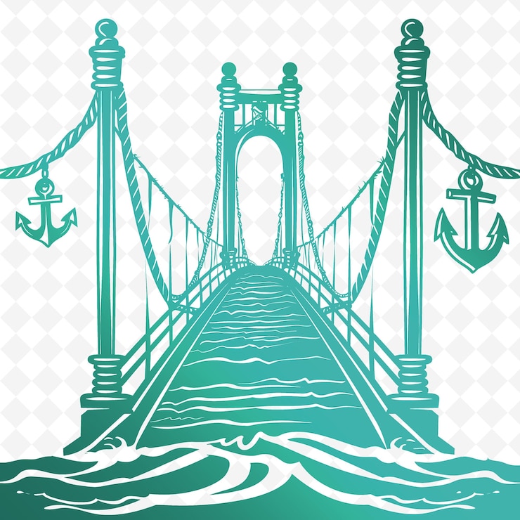 PSD uma ponte com um navio e um veleiro na água