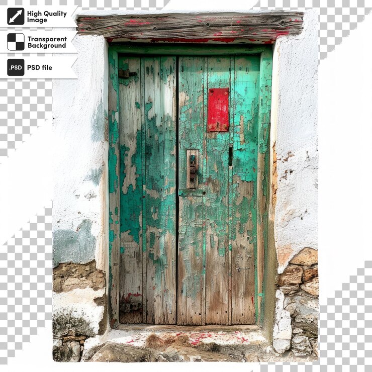 PSD uma porta verde com um símbolo vermelho e preto