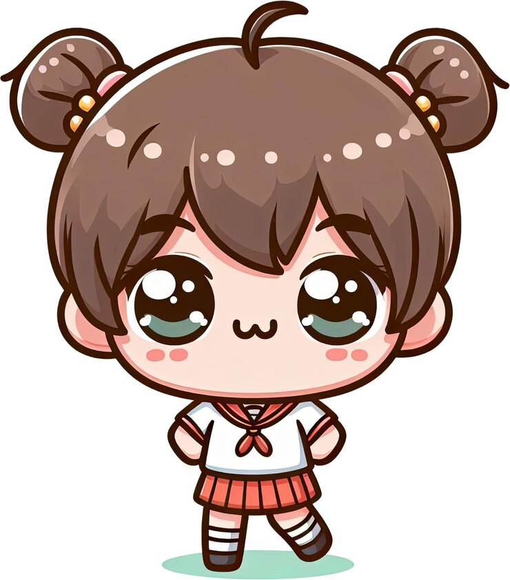 PSD uma rapariga de escola de anime bonita de uniforme