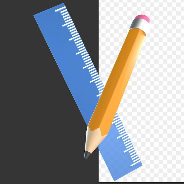 Uma régua e um lápis em uma régua