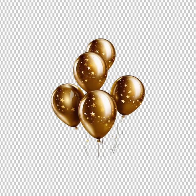 PSD uma renderização 3d de balão de amor dourado confete decoração flutuante com brotos de papel coloridos
