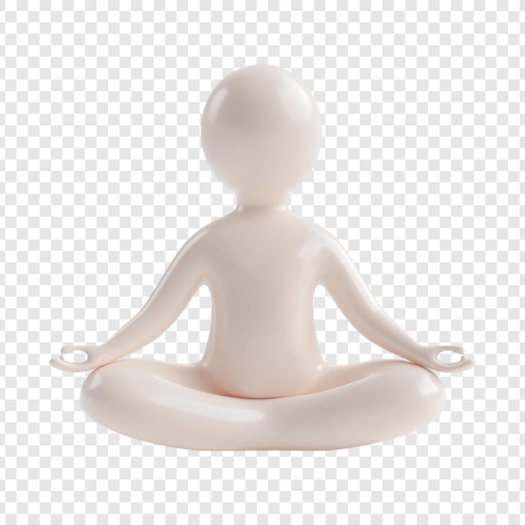 PSD uma renderização 3d minimalista de uma pessoa meditando em uma postura de lótus promovendo paz, tranquilidade e atenção plena