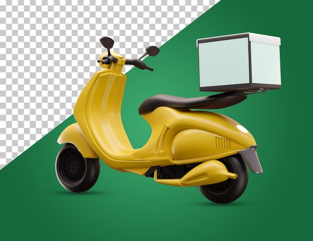 Uma scooter com uma caixa na parte de trás