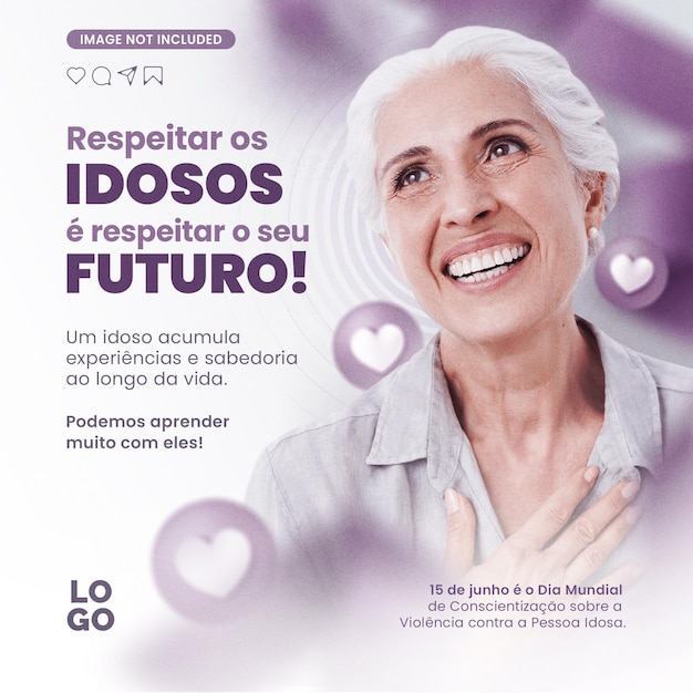 PSD uma senhora idosa sorrindo sonhando com o futuro campanha junho violeta