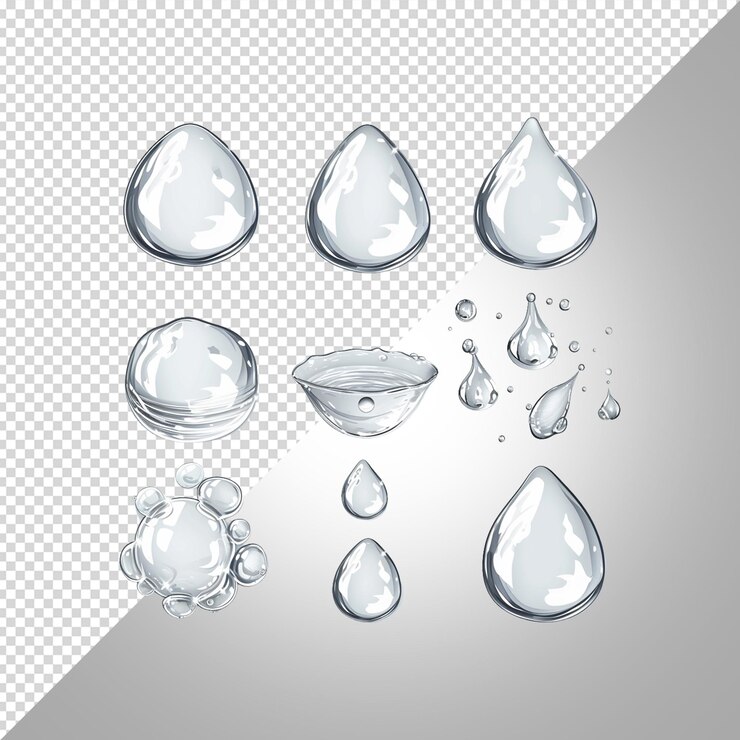 PSD uma série de gotas de água com uma imagem de gotas d'água