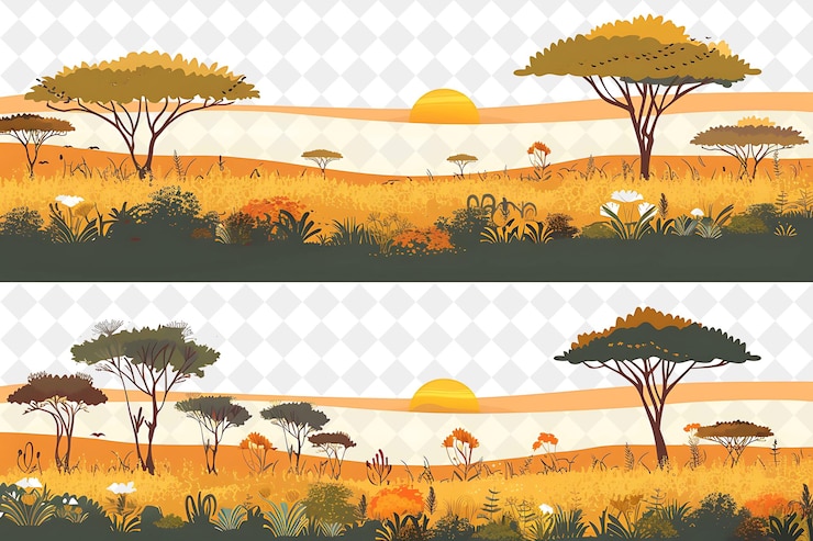 PSD uma série de imagens com árvores e plantas