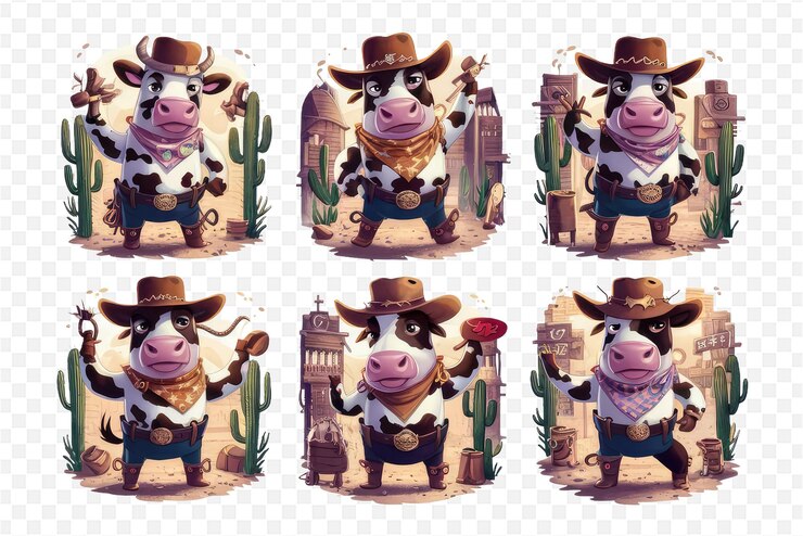PSD uma série de imagens de uma vaca e uma vaca
