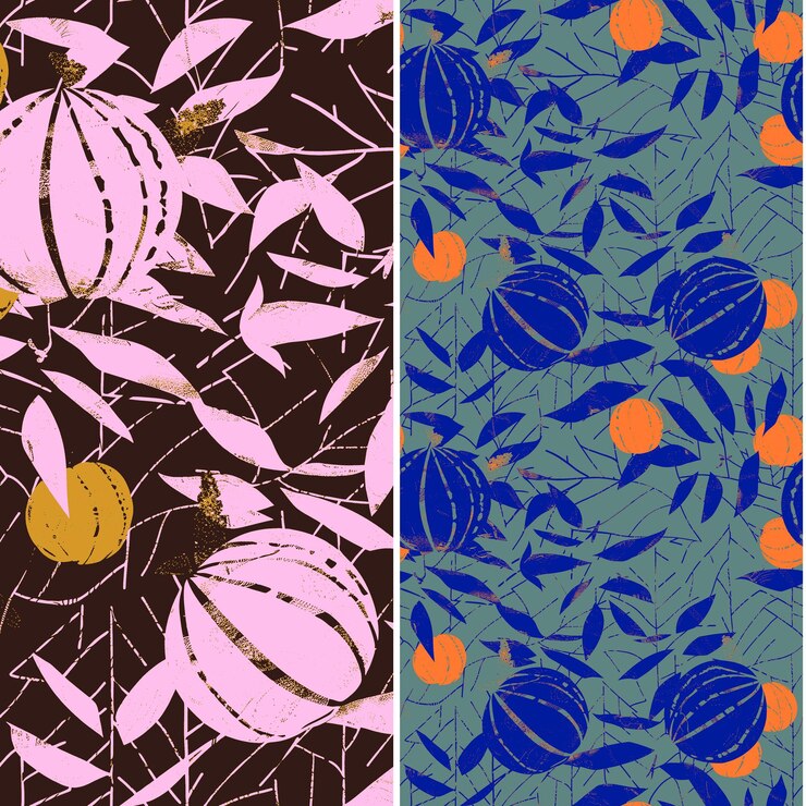 PSD uma série de papel colorido com um desenho roxo e laranja