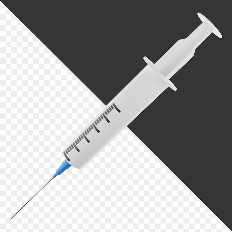 PSD uma seringa com uma seringa sobre ela