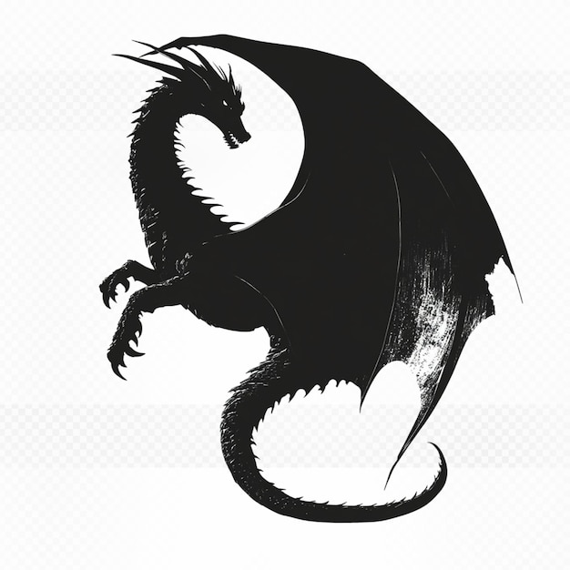 uma silhueta de dragão preto