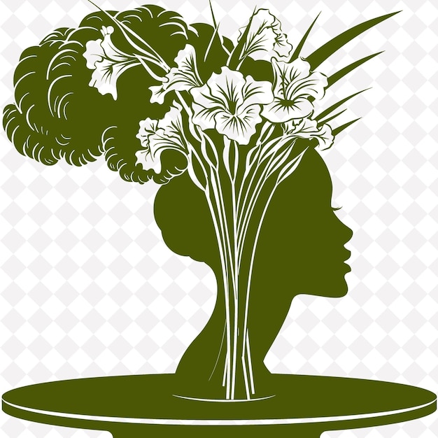 PSD uma silhueta de uma mulher com flores na cabeça
