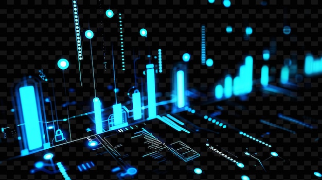 PSD uma tela de computador com luzes azuis e verdes e um gráfico de um design gráfico