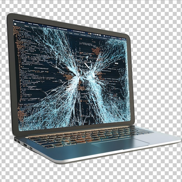 uma tela de computador com uma tela quebrada mostrando uma imagem quebrada